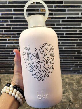 BKR BIG WATER BOTTLE GLASS 32 OZ. I HEART WASHINGTON STATE TUTU BALLET PINK